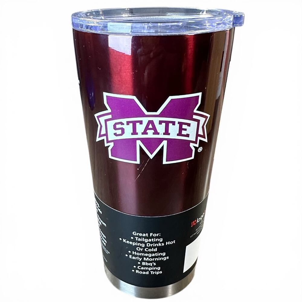 Mississippi State 20oz Glossy Stainless Steel Tumbler Cup Insulated Travel Mug